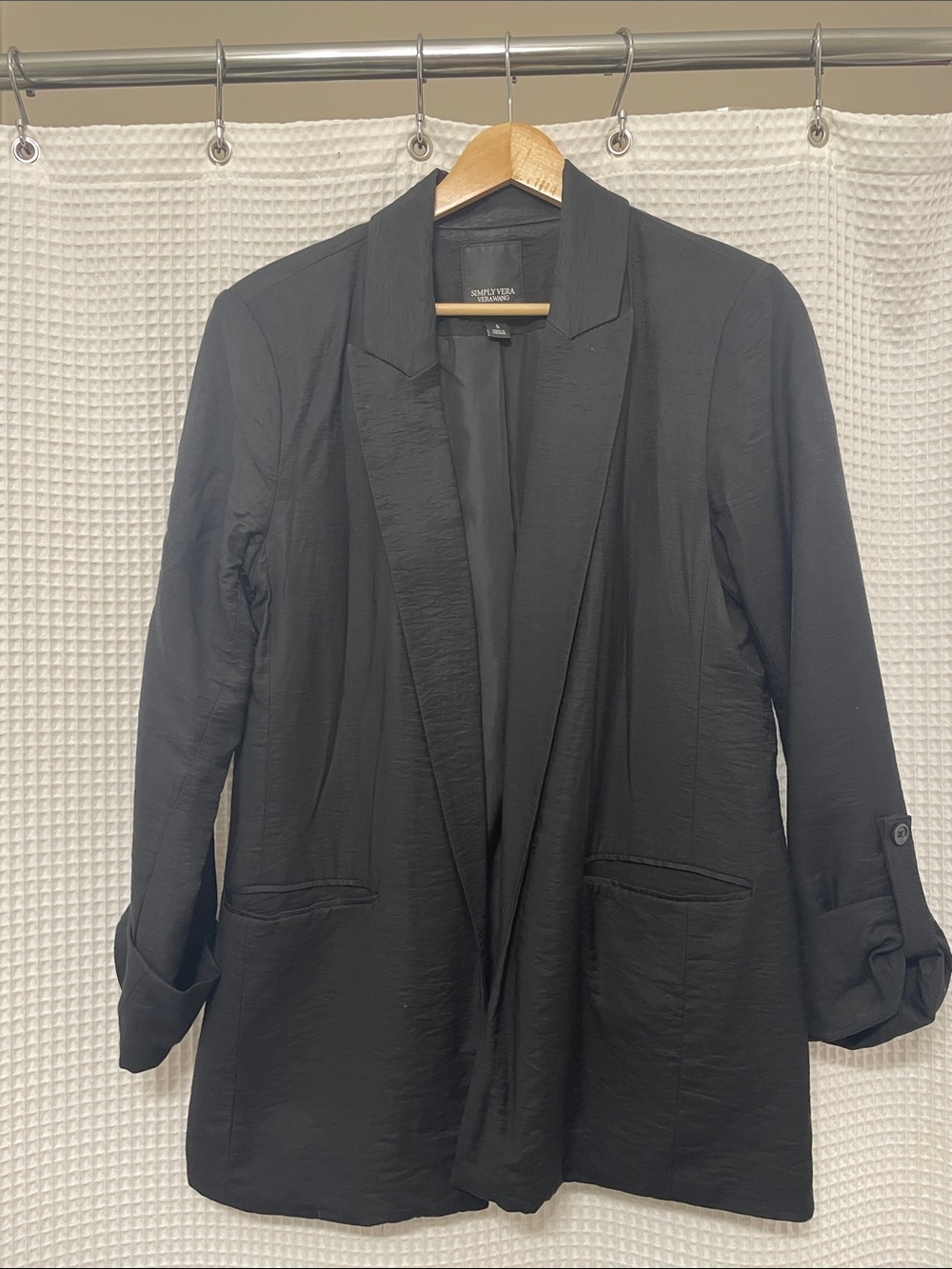 Simply Vera Vera Wang Black Draped Open-Front Blazer